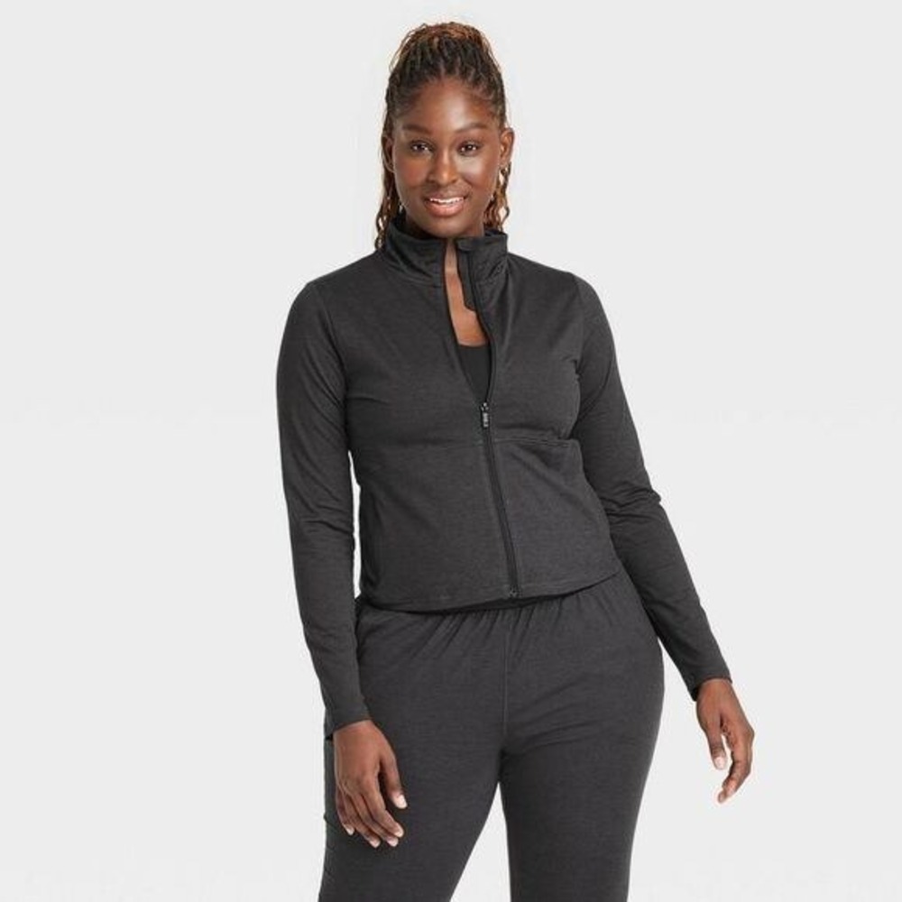 All In Motion Womens Soft Heather Black Zip Up Jacket XXL UPF 50